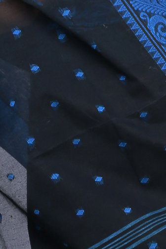 Naby Blue Pure Cotton Sorbori Tant Saree (858)